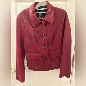 Worth Red Leather coat.